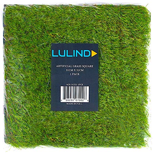 1 Artificial Grass Square Tile - 12.2 x 12.2 Inch Small Green Turf Rug
