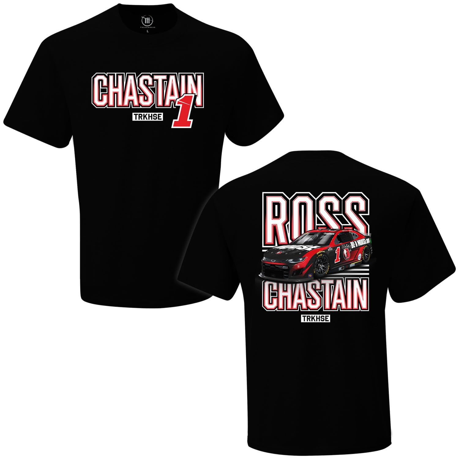 Ross Chastain #1 NASCAR 2024 Pit Stop Moose 2 Sided Trackhouse Racing T-Shirt