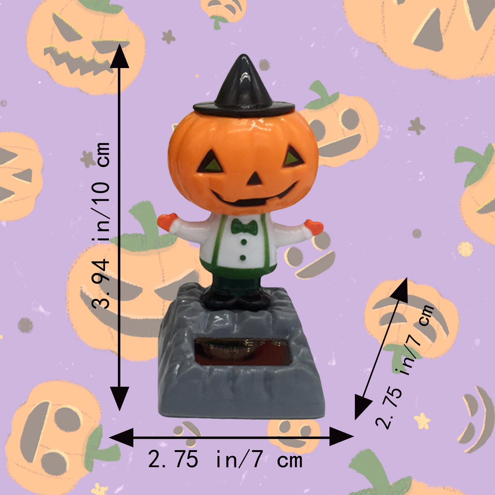 Solar Dancing Pumpkin Doll, Spooky Figurine for Halloween Car Dashboard Decoration, Solar Powered Dancing Figure for Party Ambiance (B-Pumpkin)