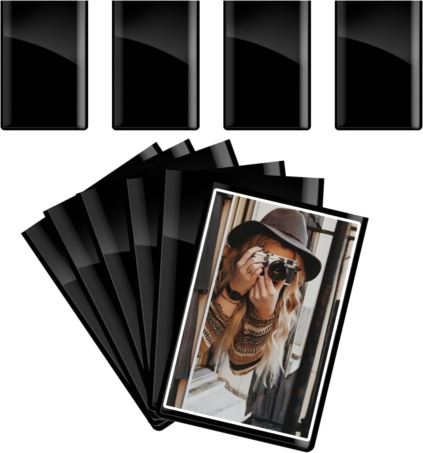 10 Pack Magnetic Photo Frames, 9.3 X 6.3cm Black Personalised Mini Picture Magnets for 2 * 3 Inch Picture with Clear Protection Film for Fujifilm Instax Mini LiPlay 12 11 9 8 99 70 50 40 SE EVO