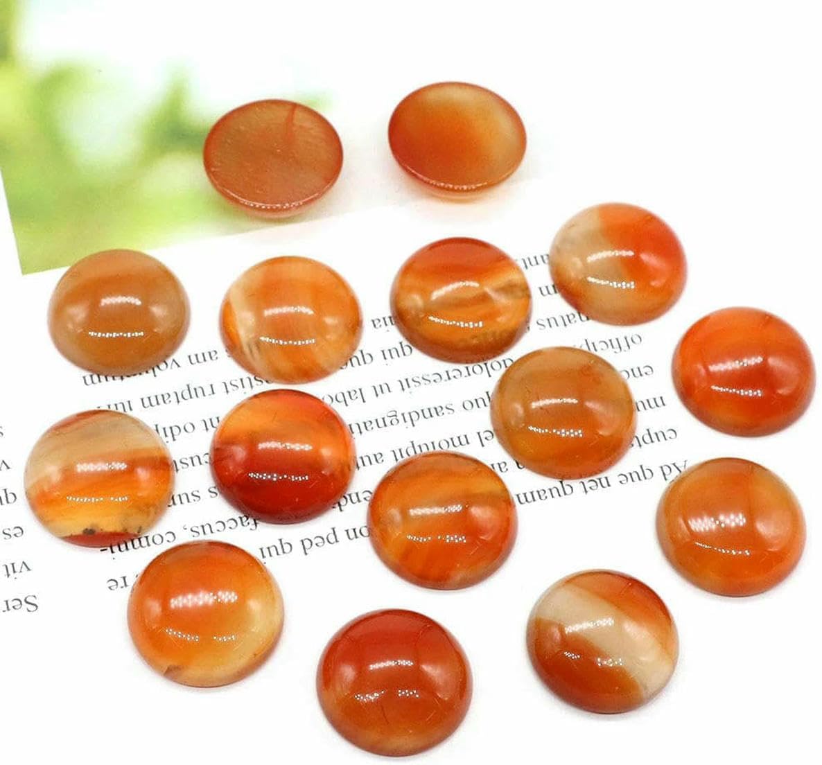Lot De 5 Cabochons en Pierre Naturelle, Perles Rondes en Pierres Précieuses, 6, 8, 10, 12, 14, 16, 18, 20, 25 Mm, pour La Fabrication De Bagues, De Colliers Et De Bijoux, Red Agate, 16mm