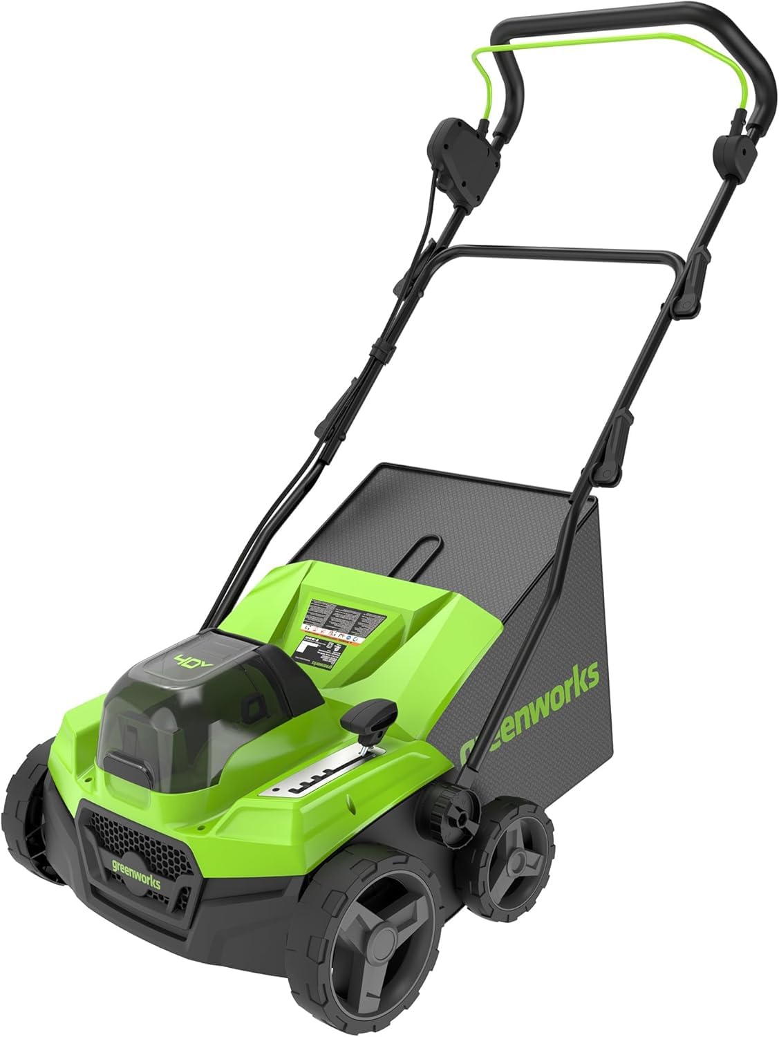 Greenworks 40V Râteau Scarificateur Aérateur Gazon sans Fil Moteur sans Balai, 3100 TR/Min, Largeur Travail 38 cm, 5 Profondeurs, Bac Ramassage 45L,5Ah Batterie ni Chargeur, Garantie 3 Ans