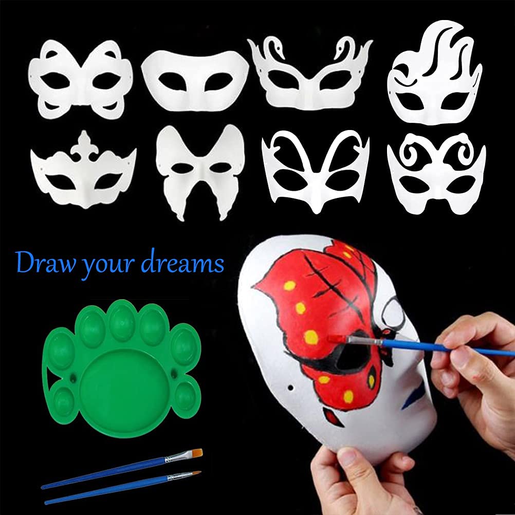 16 szt. DIY białe maski papierowe cosplay niemalowane zwykłe rękodzieło maski maskaradowe na Halloween Boże Narodzenie Mardi Gras maska na imprezę