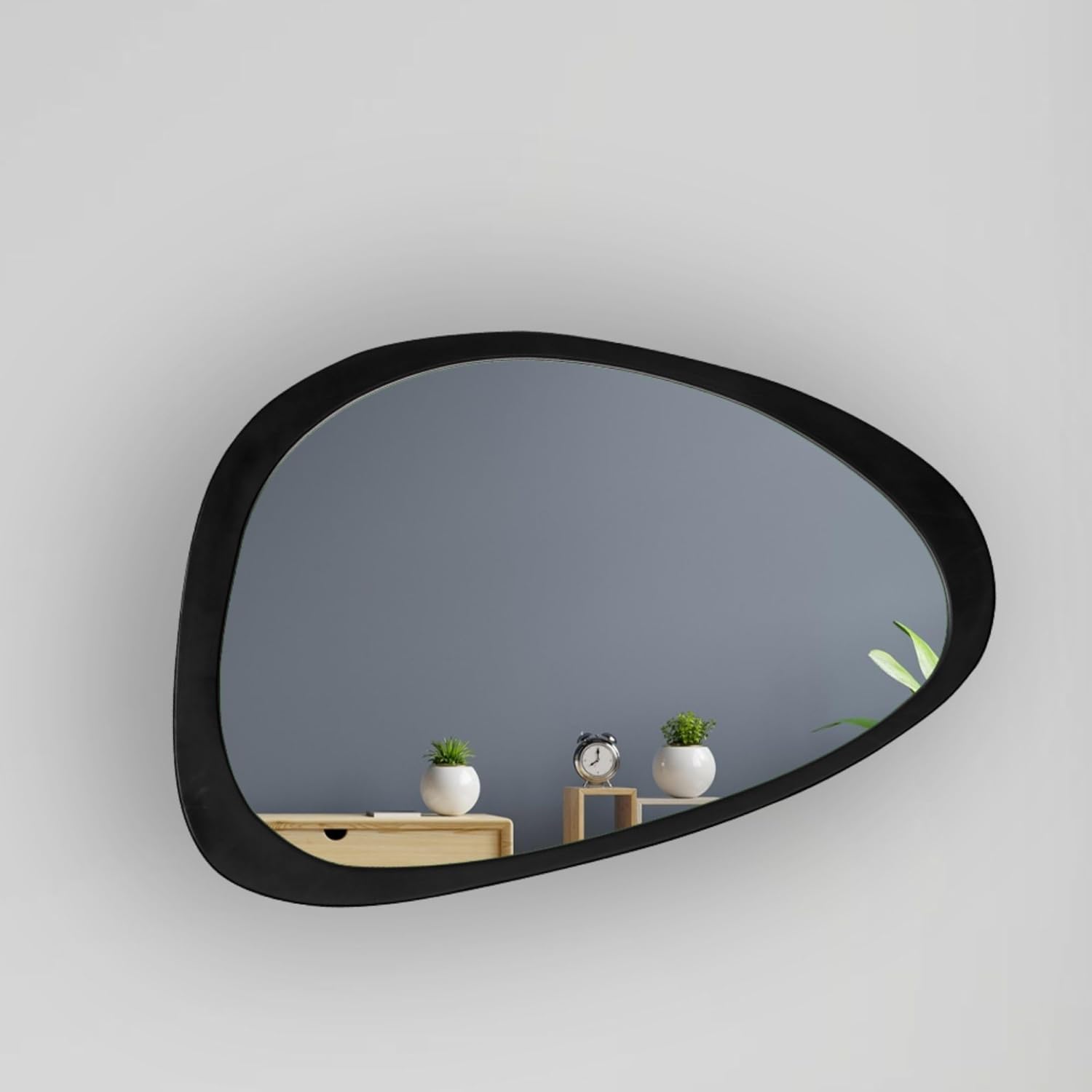 Espejo de pared irregular asimétrico de 36 x 24 pulgadas, espejo decorativo con marco de madera para sala de estar, dormitorio, baño, entrada sobre