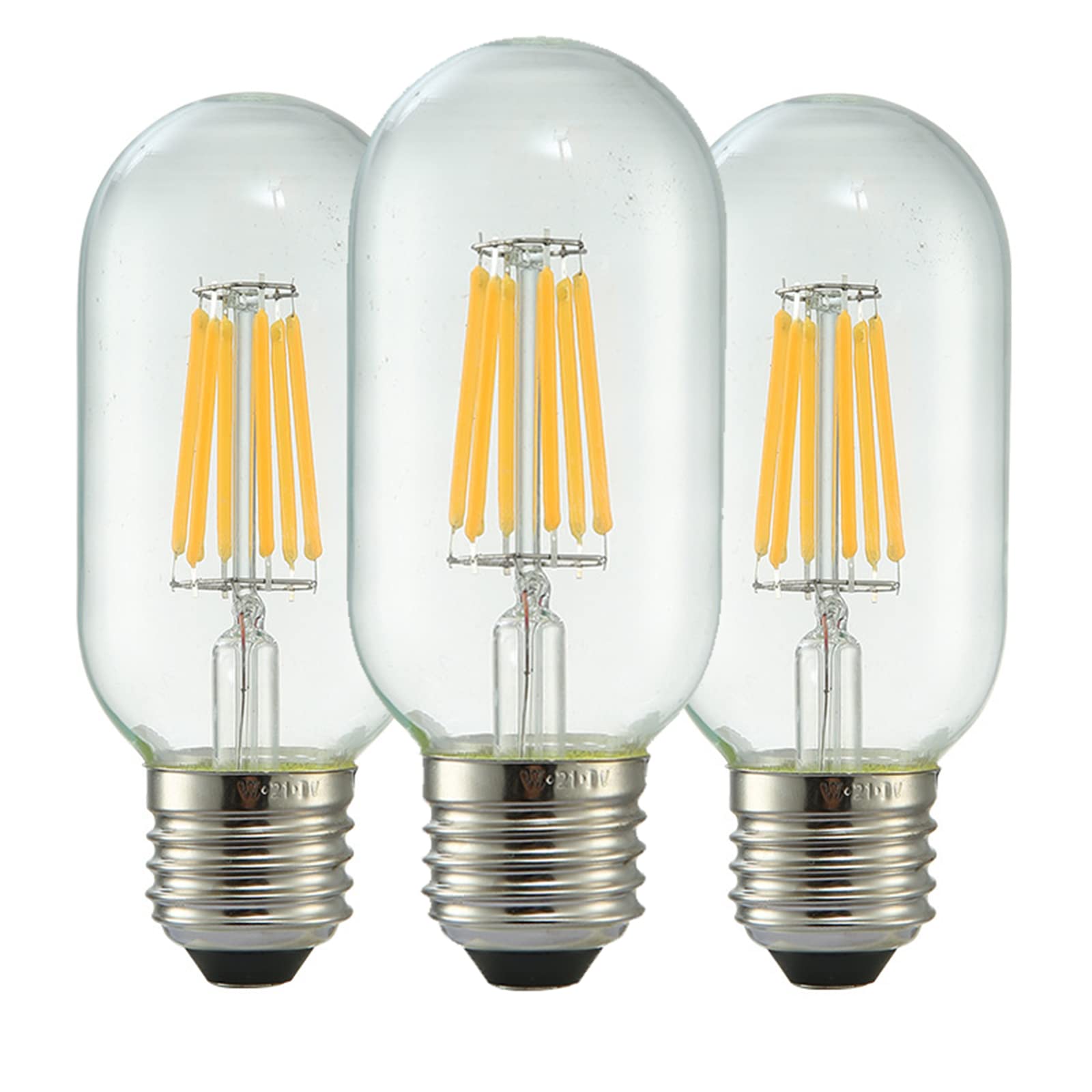 LRUII 3 Pack of T45 LED Bulbs, Retro LED Glass Tube Bulb, E27 Bulb Base, 6W, 2700K, Warm White — image 1