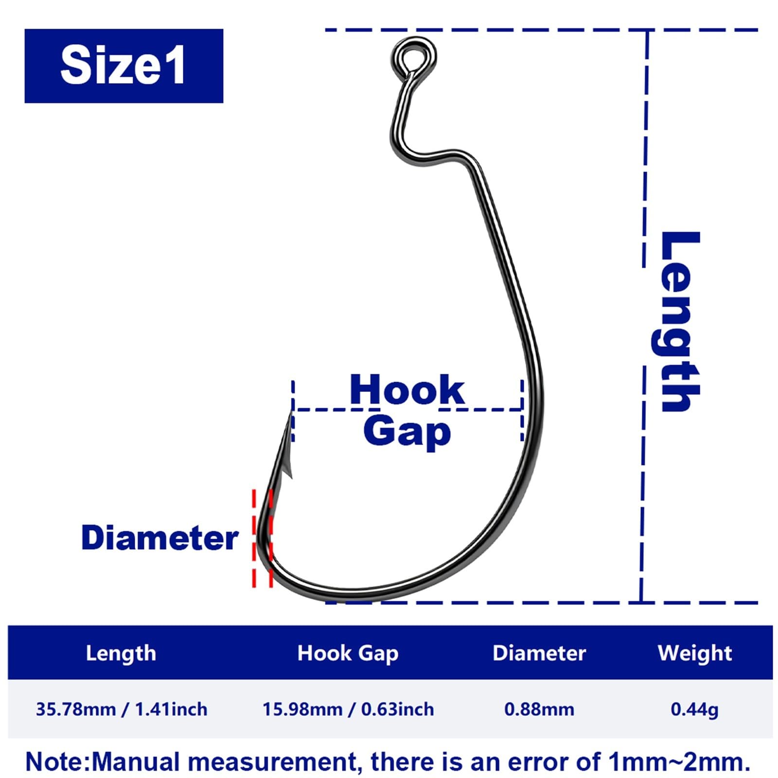 Ami da Pesca Ami for la Pesca alla spigola 25-100 Pezzi Offset Worm Hook Rig Esche Vive for Acqua salata d'Acqua Dolce