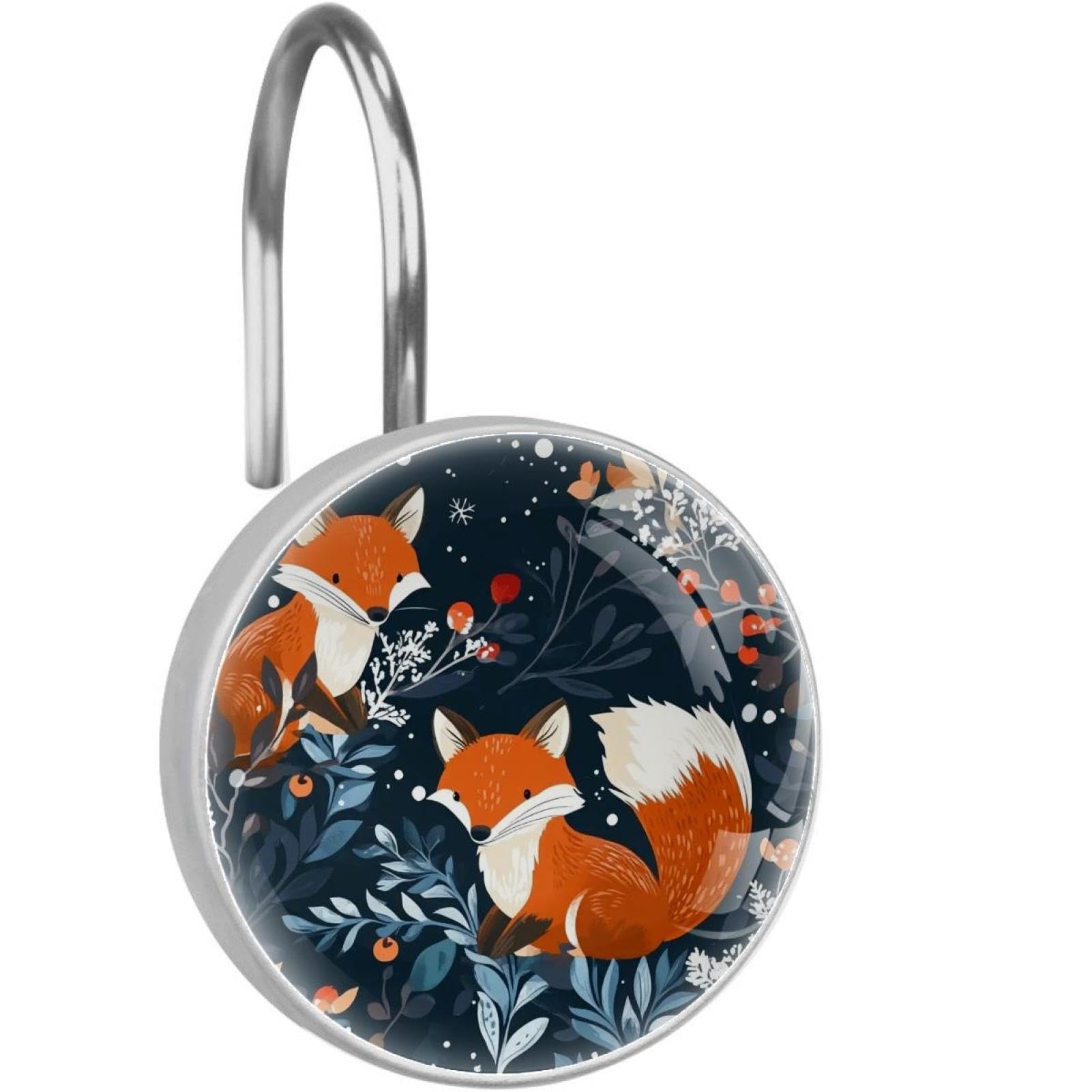 Crochets de douche renard floral bleu pour une ambiance nature et cocooning