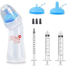 Pet Feeding Bottle and Syringes, 3 Sizes Nipples with Ventilation Valve Resistant Tearing Perfect for Puppies, Kittens, Small Wildlife Blue