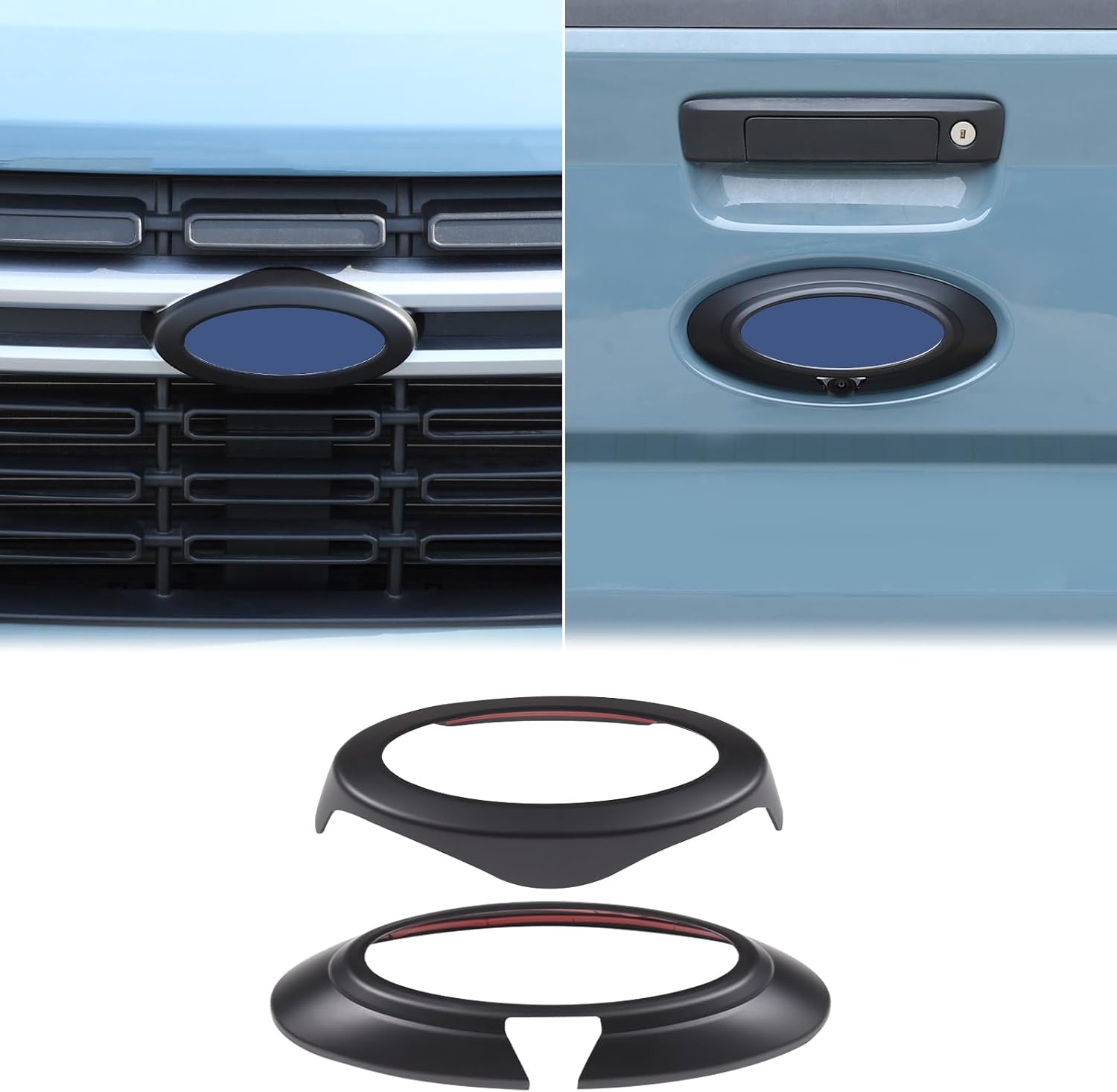 Car Front Rear Emblems Ring Trim Cover Compatible with Ford Maverick 2022-2024 Rear Trunk Tailgate Emblem Badge Logo Cover Front Hood Grille Circle Ring Center Logo Decorative Frame ABS Accessories