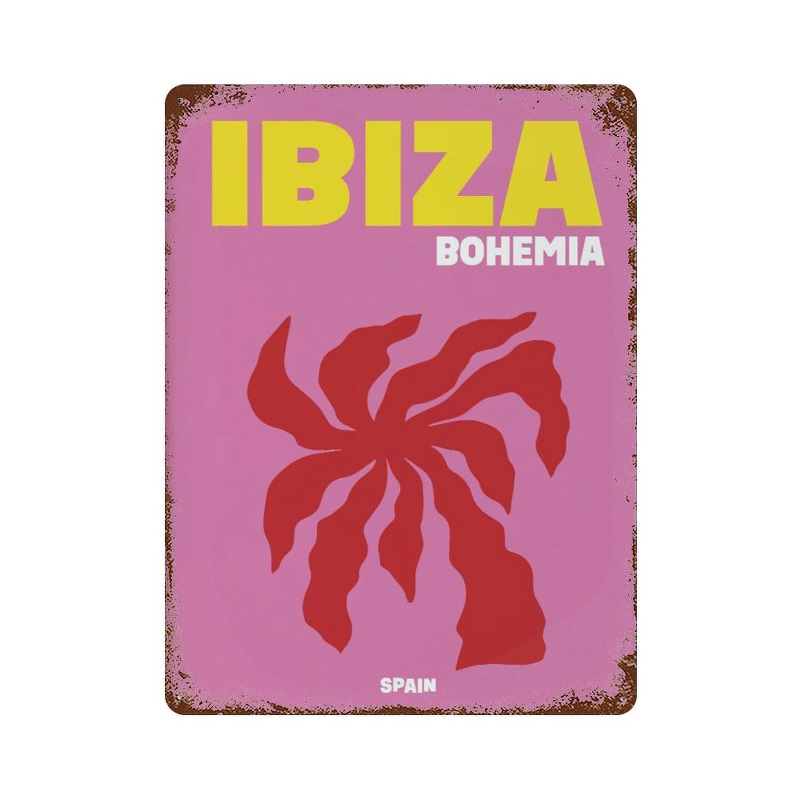 xiaoxiaoshen Ibiza Bohemia Colorful Travel Maximalist Wall Decor Art Metal Tin Poster Modern Home Decor Art Home Bar Shop Decorations Vintage Sign 40x30cm