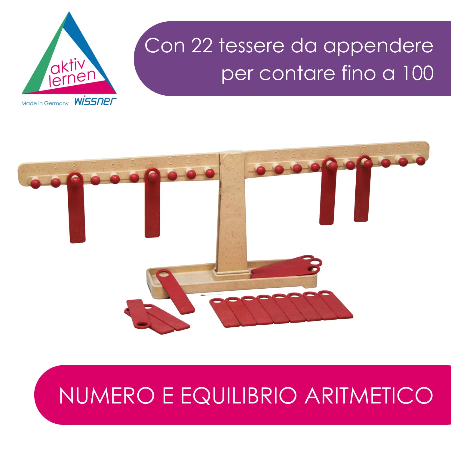 WISSNER® Aktiv lernen - Scala dei Numeri e aritmetica - RE-Wood® (Confezione da 2)