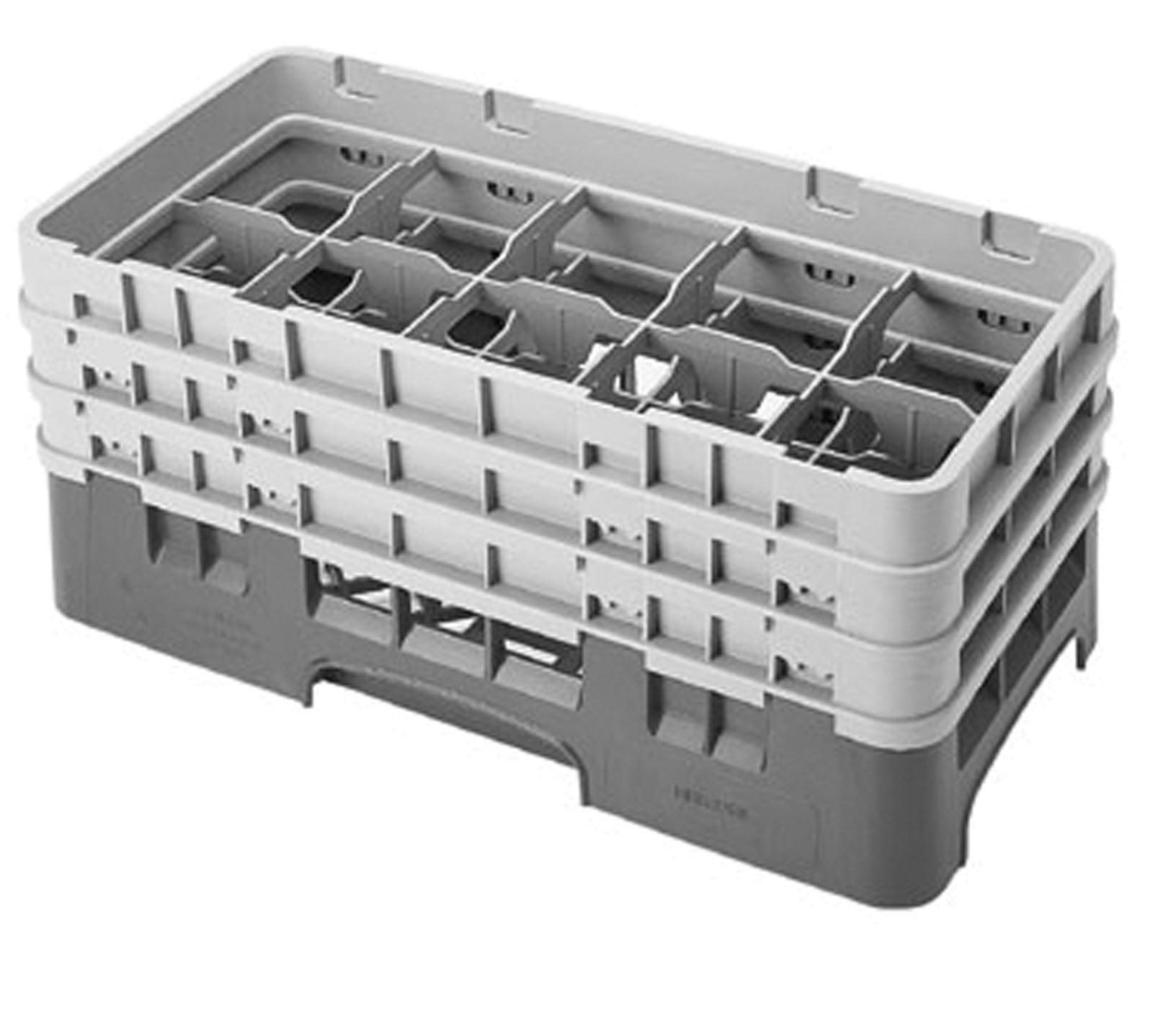 151 6-7/8-Inch Camrack Polypropylene Stemware and Tumbler Glass Rack with 10 Compartments by Cambro – 10-Compartment, Plastic, Soft Gray, Model 10HS638