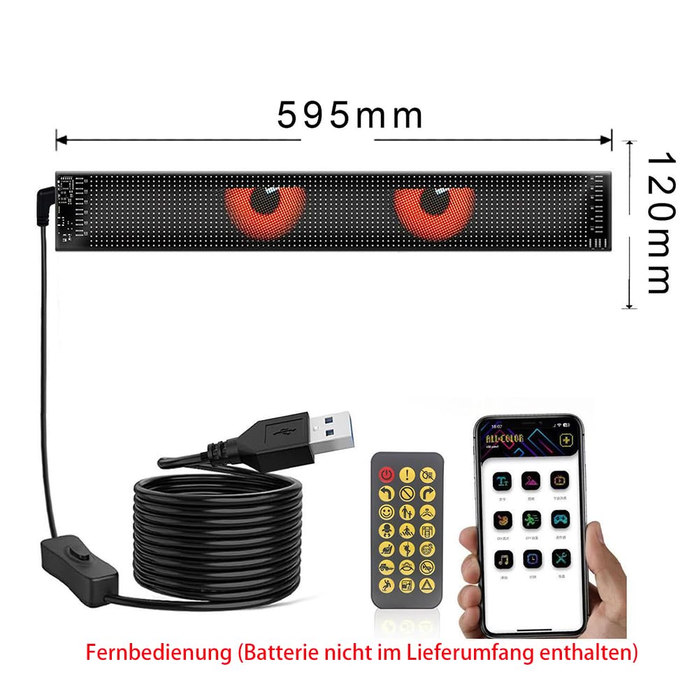 OrangeClub Bunte Augenlampe Soft Screen für Autofenster DIY Car Dynamic Smart Colorful Eye Lamp LED Eyes (120 * 595mm)