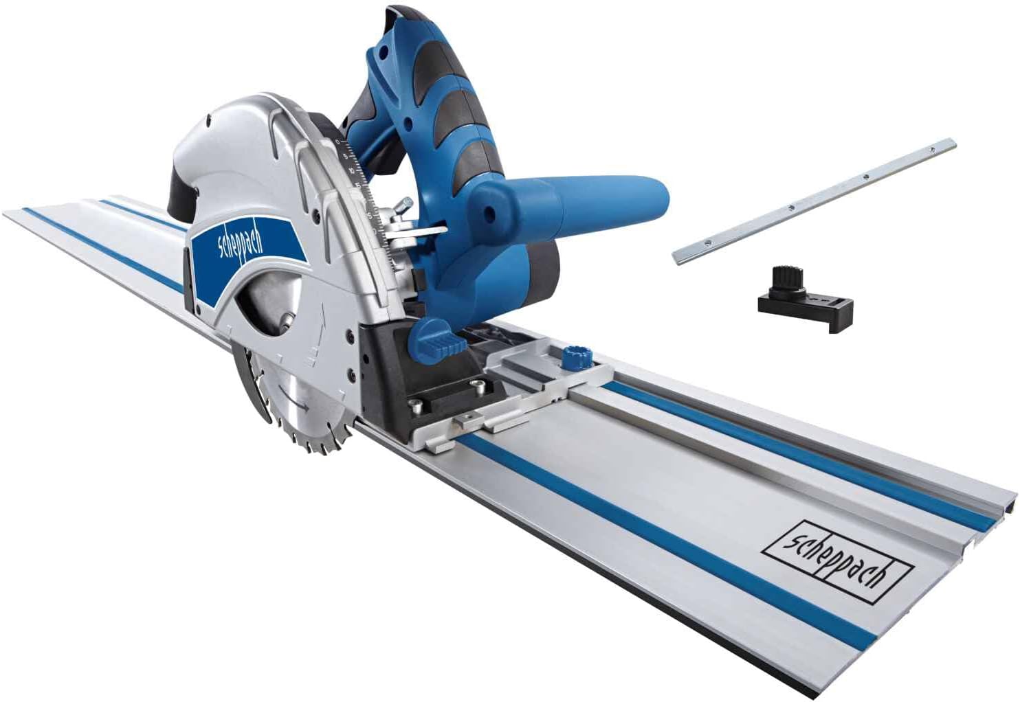 Scheppach PL55 Plunge Saw | 160mm Circular Saw | 1.4m Track | 1200W | 55cm Depth Cuts Wood, Metal, Plastic, Flooring | 45° Tilt | Inc. Rails & Connector