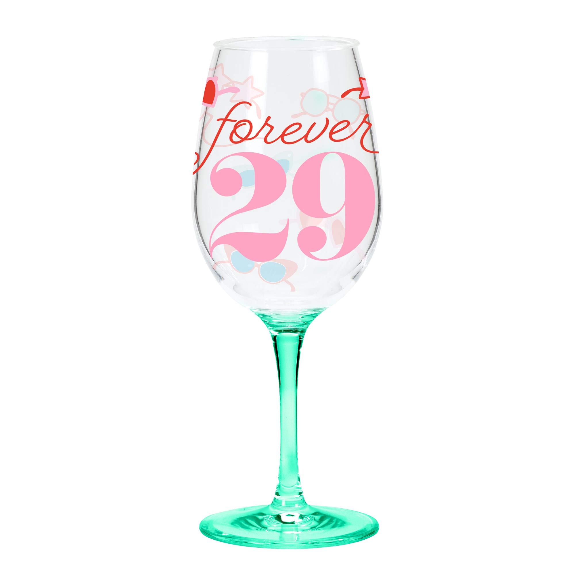 X&O Paper Goods QWGO-20896 29' Acrylic Wine Glass, 12 oz, Forever 29 Birthday