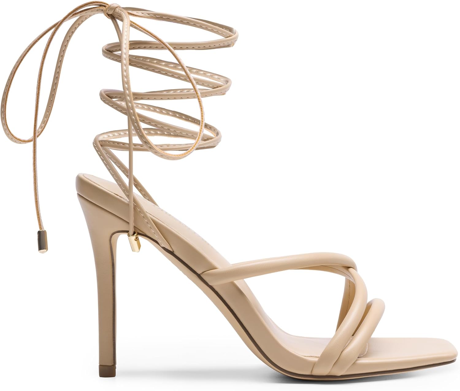 DREAM PAIRS Heels for Women Strappy High Stiletto Lace Up Heeled Sandals Square Open Toe Heels for Prom Party Dating - Image 3