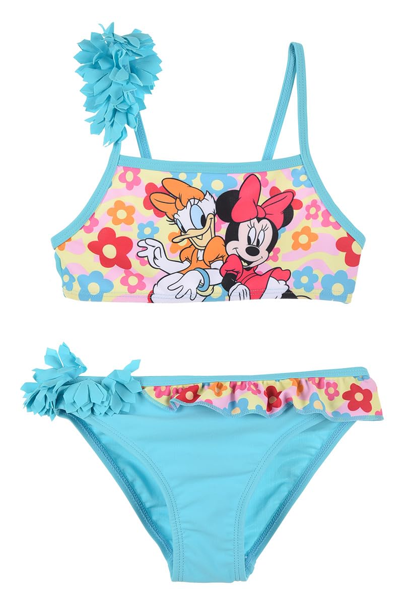 Disney Minnie Mouse Bikini para Niña, Diseño Minnie y Daisy Bañador de Dos Piezas, Bañador Infantil, Tallas 3 a 8 Años