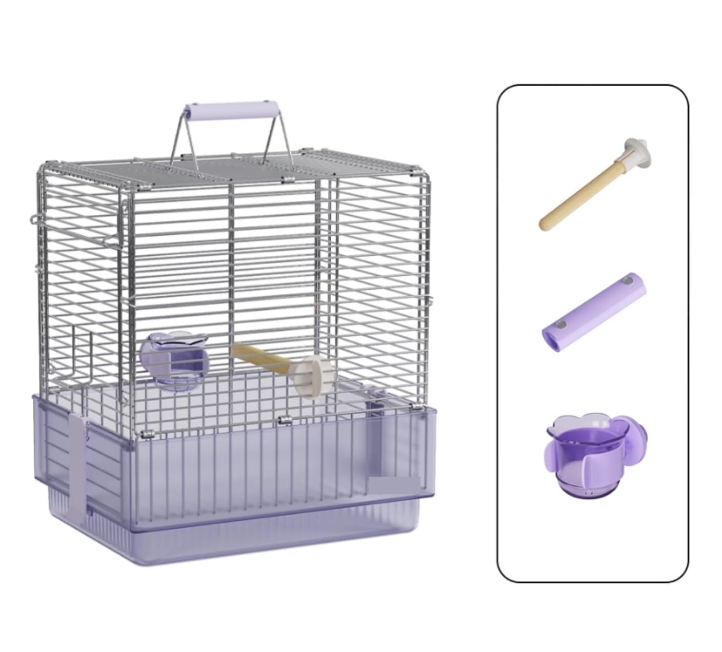 Klatka Na Ptaki Dla Ptaków Kanarków Składana Klatka Transportowa Ze Stali Nierdzewnej Dla Papug I Konur Stojakiem(Purple)