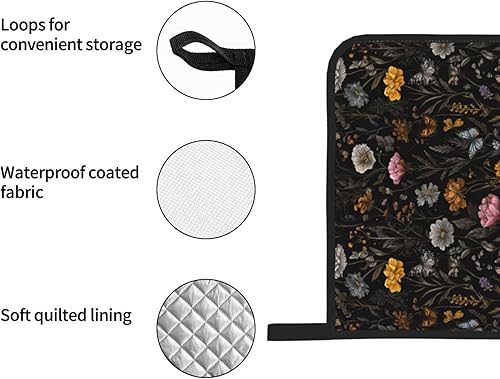 Miniatura 32 de Manoplas de horno y soportes para ollas, arte de mármol blanco y dorado, juego de 4 guantes de cocina resistentes al calor, antideslizantes