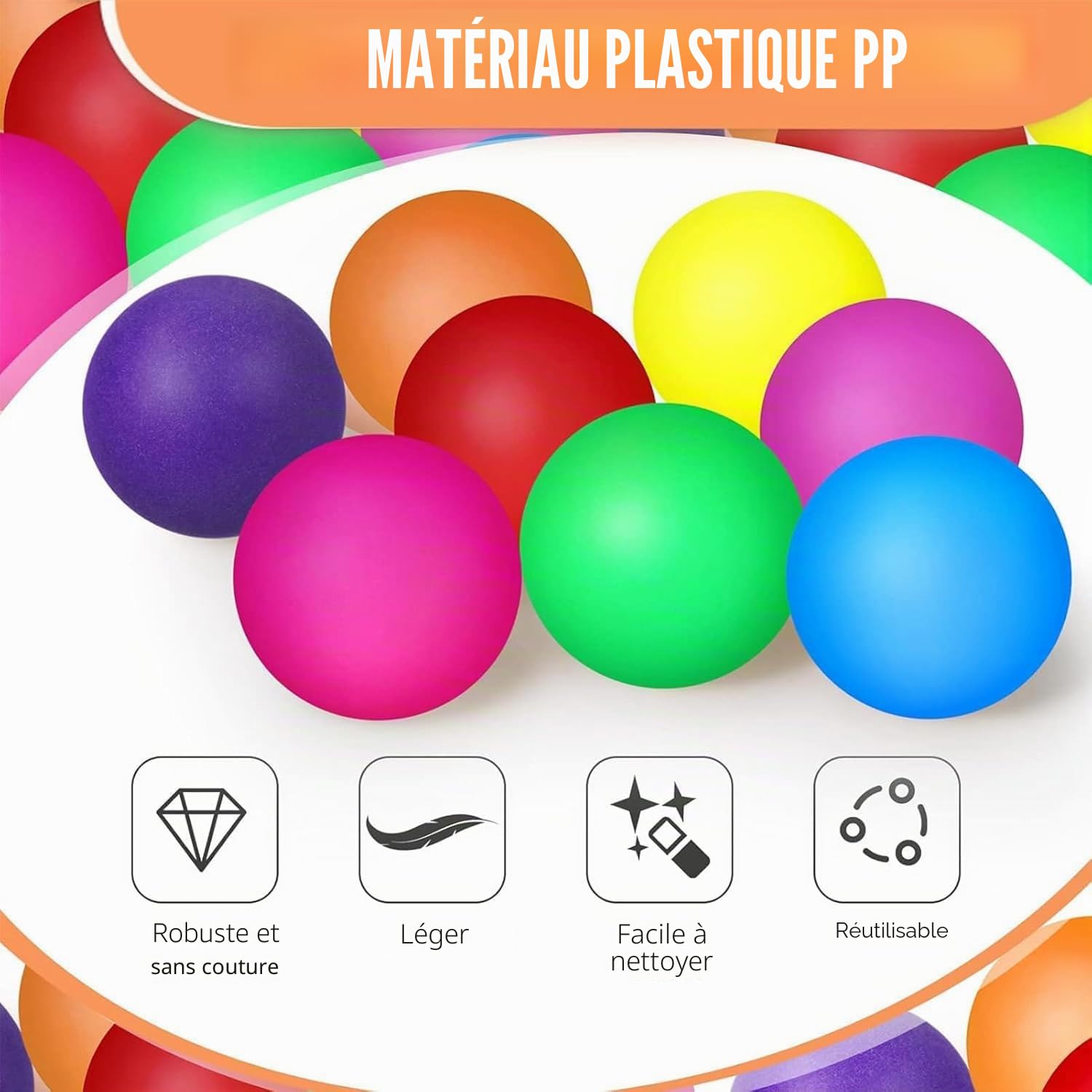 60 PCS Balles de Tennis de Table,40 mm Balles de Tennis de Table Colorées,Balles de ping-Pong Amusantes,Balles de Ping-Pong Colorées Durables,Balle de Ping Pong pour Adultes et Enfants