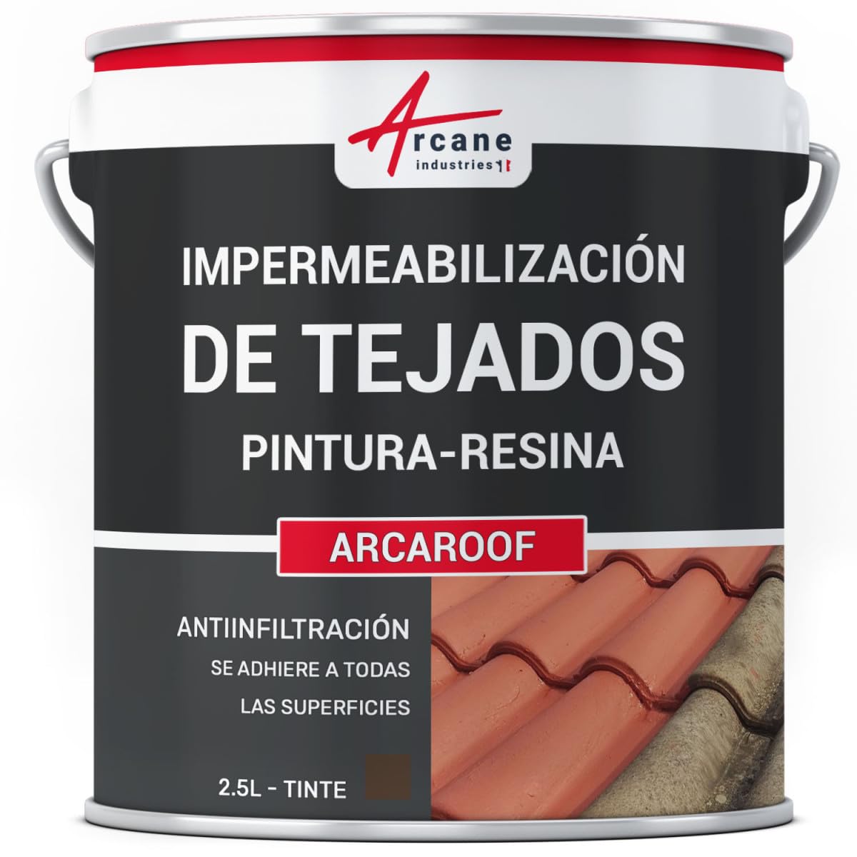 Membrana líquida para tejados, Membrana impermeabilizante para techos ARCAROOF - 2,5 L Marrón - ARCANE INDUSTRIES