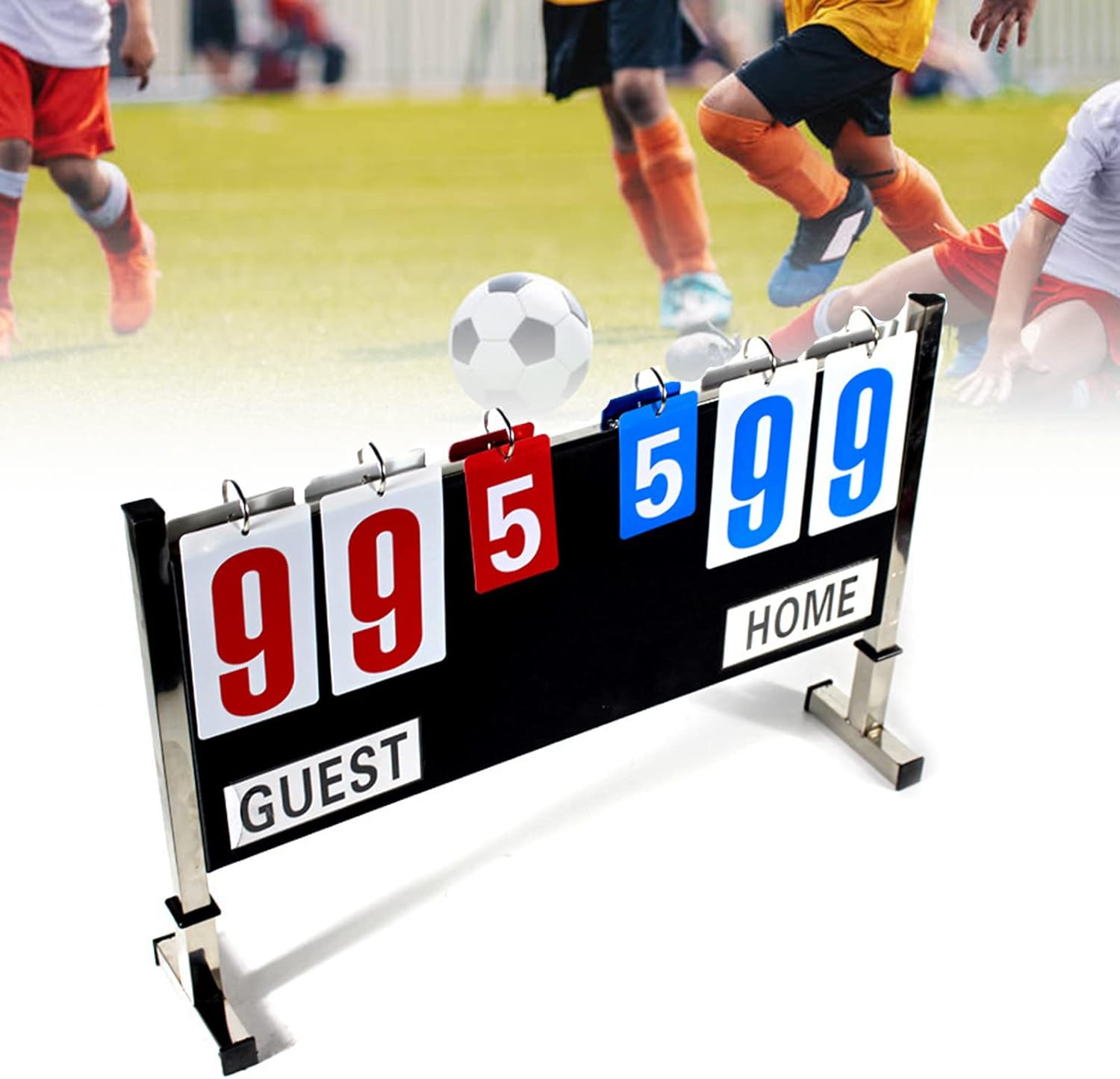 Portable Scoreboard Flipper 6-Digits, Multi Sports Score Flip Scoreboard Score Keeper for Games Soccer Basketball Tennis Cornhole Competition(