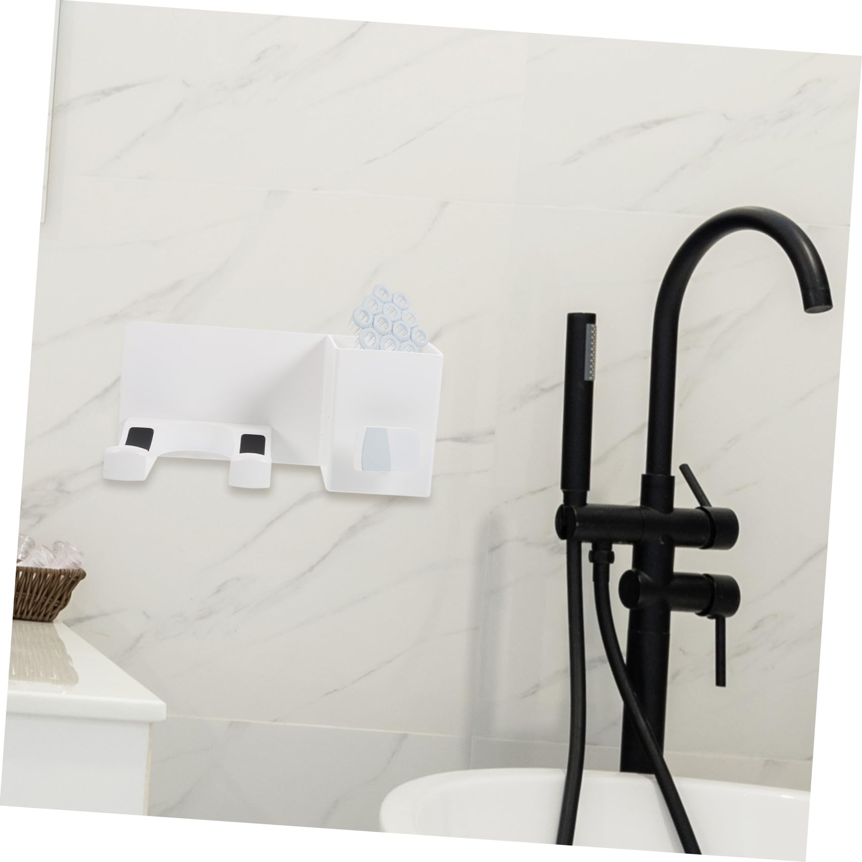 Porta Asciugacapelli Supporto Sicuro senza Foratura da Parete e Facile da Usare in Plastica e Alluminio per Asciugacapelli e Piastra, per Bagno Domestico