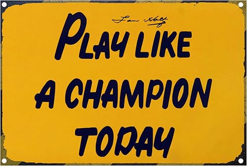Artlaza Letrero de Play Like A Champion Today  Letrero inspirador de metal clásico para bar, restaurante, cafetería, hombres, cueva, pub, bar,