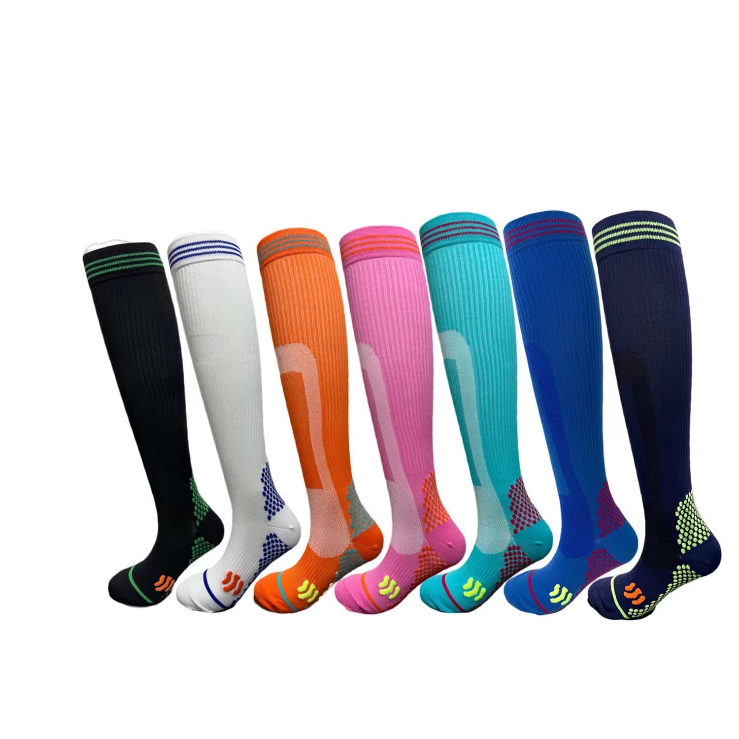 Calze a Compressione per la circolazione di Donne e Uomini 7 Paia di Calze Sportive a Compressione da Corsa Calze da Calcio Elastiche per Atletica, Viaggi