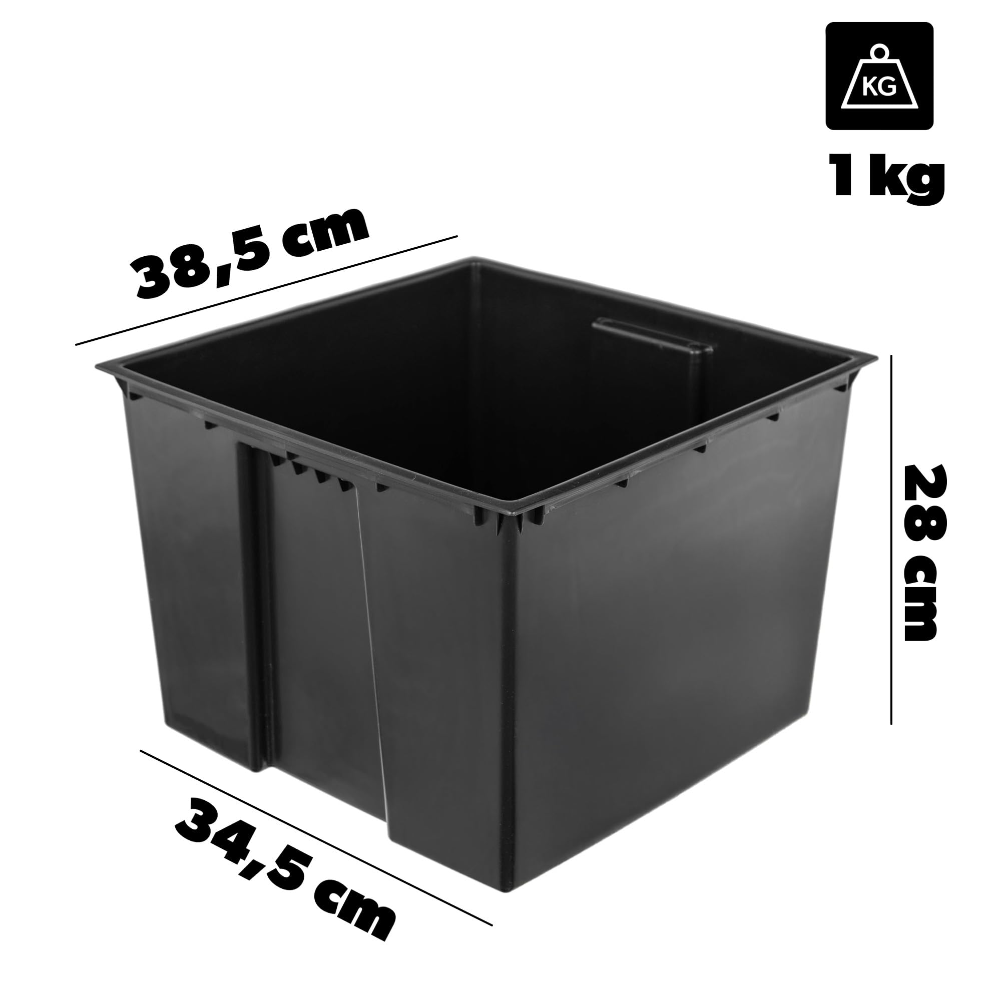 KADAX Insert de 40 cm pour jardinières, plastique noir, rectangulaire 38,5 x 28 cm