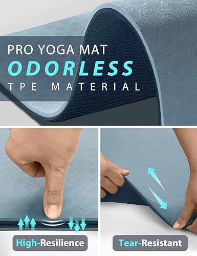 Miniatura 5 de Tapete de yoga de doble cara antideslizante, 2.835 x 1.260 x 0.276 in, extra ancha y gruesa para mujeres, hombres y niños, esterillas profesionales