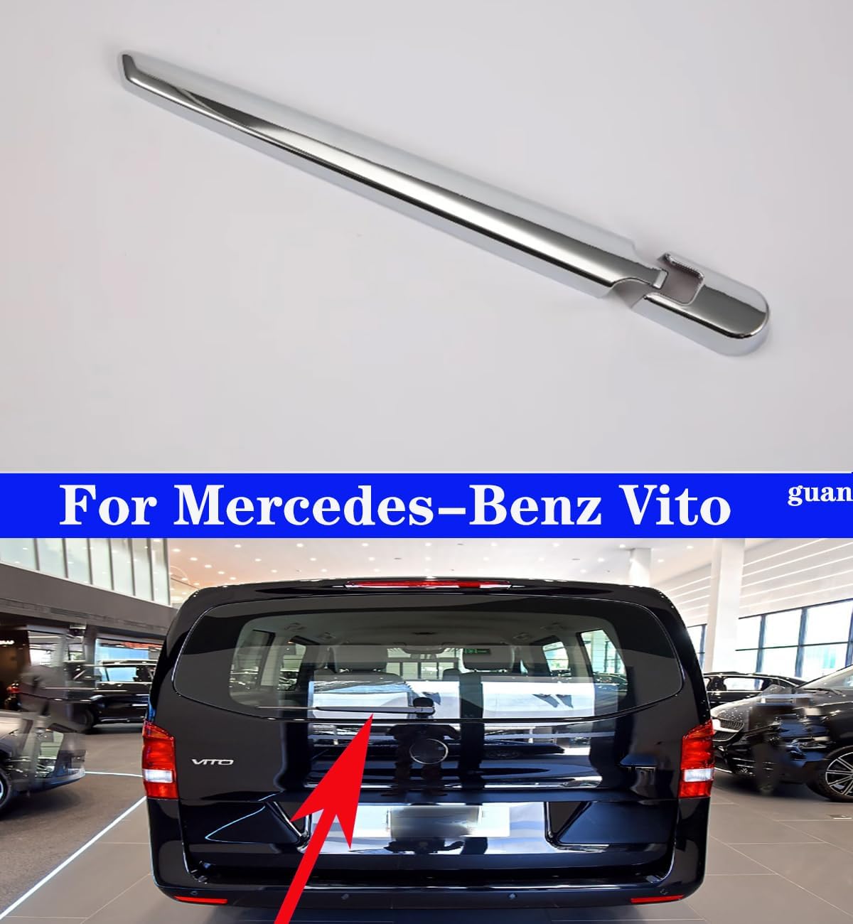 Car Rear Wiper Decorative Strip Silver for Vito 2024-2025
