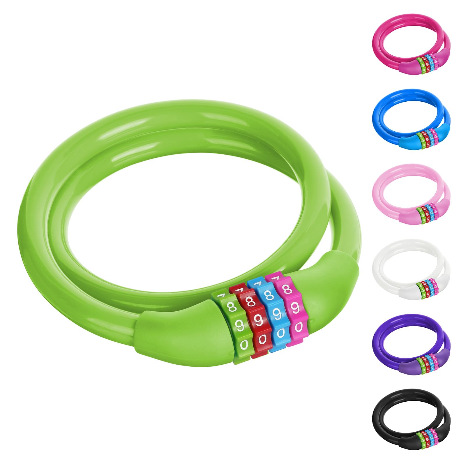 AOOSA 4-Digit Password Bicycle Lock, Portable Anti Theft Cable Lock