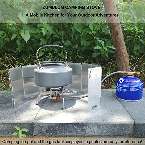 Zumulum Outdoor Camping Stove W/Aluminum Windscreen 3500W Ultralight Compact Foldable Backpacking Gas Stove, 9-Plate Camp Stove Windscreen Windshield .Emergency And Survial Preparation. #TOP1