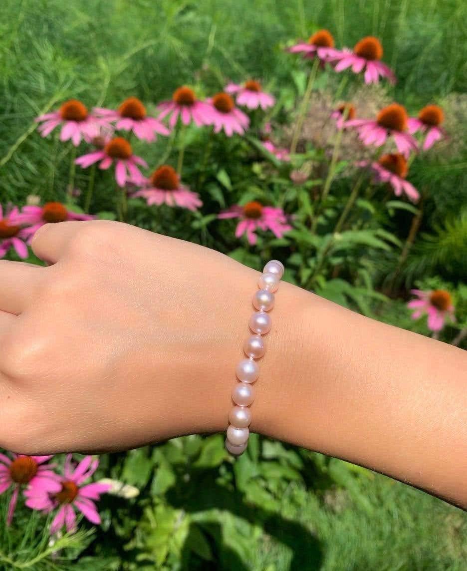 .925 Sterling Silver AAAA Pink Freshwater Cultured Pearl Silk-Knotted Strand Bracelet with Fishhook Clasp - Choice of Pearl Size & Bracelet Length - Image 2