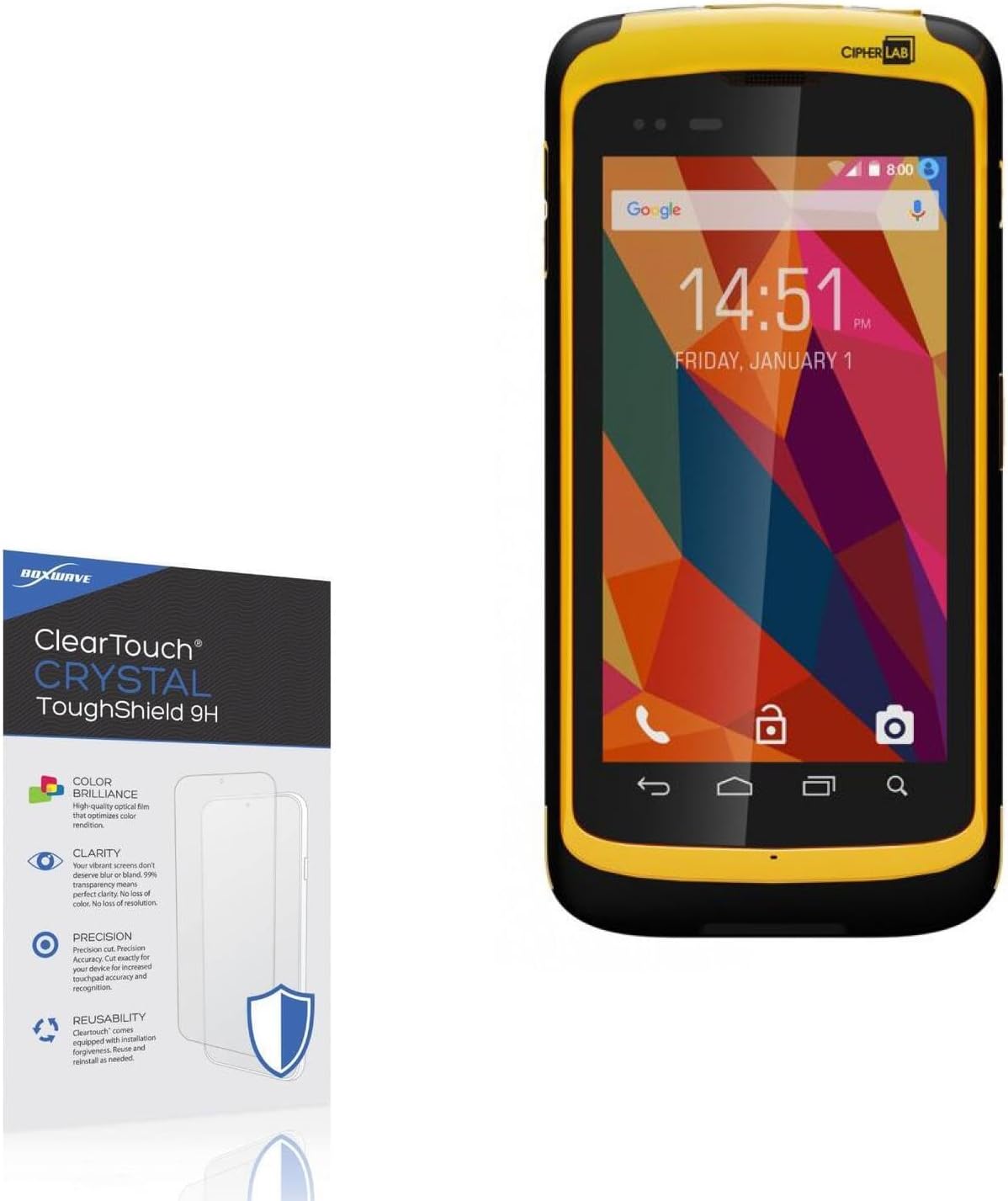 BoxWave Screen Protector Compatible with Cipherlab RS50 - ClearTouch Crystal ToughShield 9H (2-Pack), Clear 9H Tough Flexible Film Screen Protector