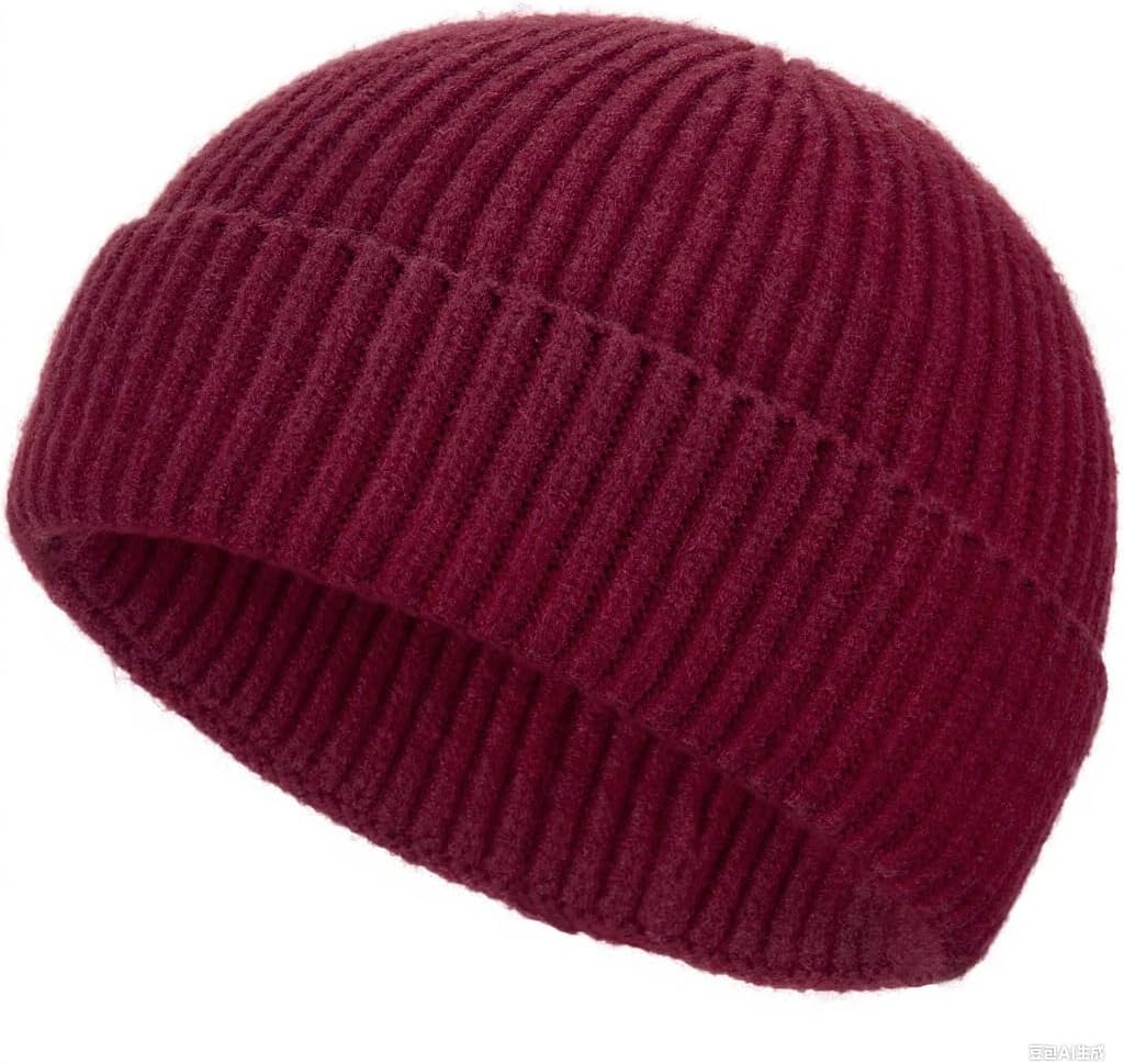 Wool Fisherman Beanies for Men Women, Short Knit Fall Winter Warm Beanie, Watch Cap, Cuffed Trawler Hats, Skull Caps