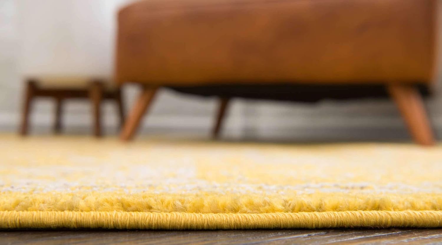 Unique Loom Penrose Collection Area Rug - Blake (3' 3" Round, Yellow/ Beige)