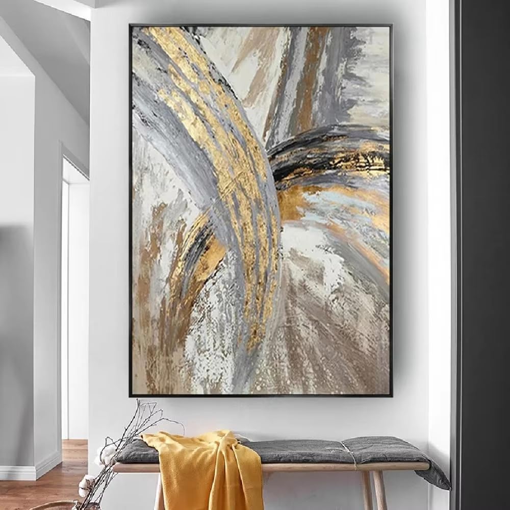 DFZEWKI Gray Minimalist Abstract Painting Gray and White Wall Art for Modern Living Room Home Decor(30x40cm(12x16in)/No frame)