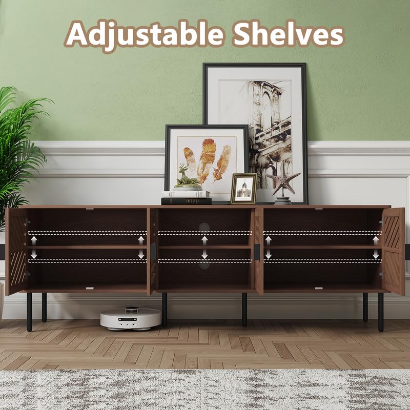 Image of ARTPOWER 70 inch TV Stands, Entertainment Center with Storage, Brown