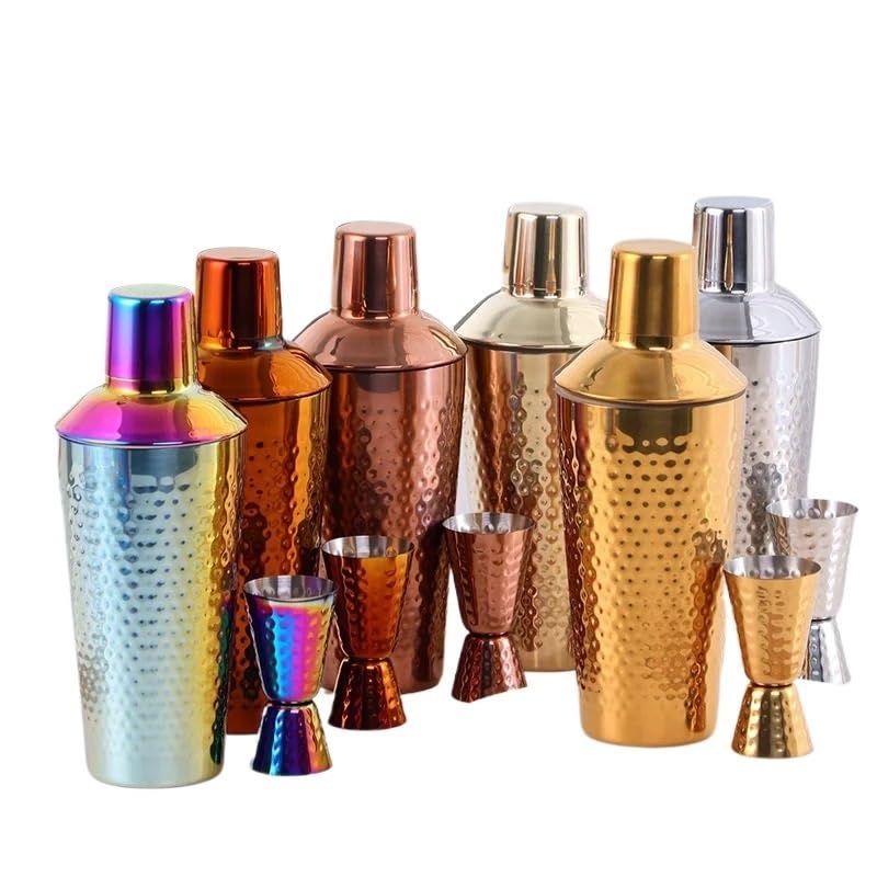 Coctelera,Cocktail Shaker 1-2 Coctelera De Acero Inoxidable con Vaso Medidor For Bebidas, Fiestas Y Bares(Colorful)