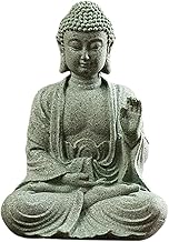 JISADER Estátua de Buda de Arenito - Estátua de Buda Decoração Zen Yoga Zen Decoração, Decoração Espiritual Meditação Decoração para Decoração de Casa Varanda Mesa de Escritório Externa