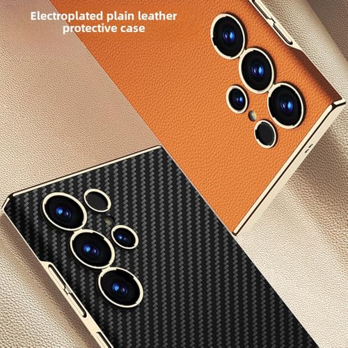 Coque en Cuir pour Samsung Galaxy S25 Ultra, Étui Rigide Noir Élégant - 4