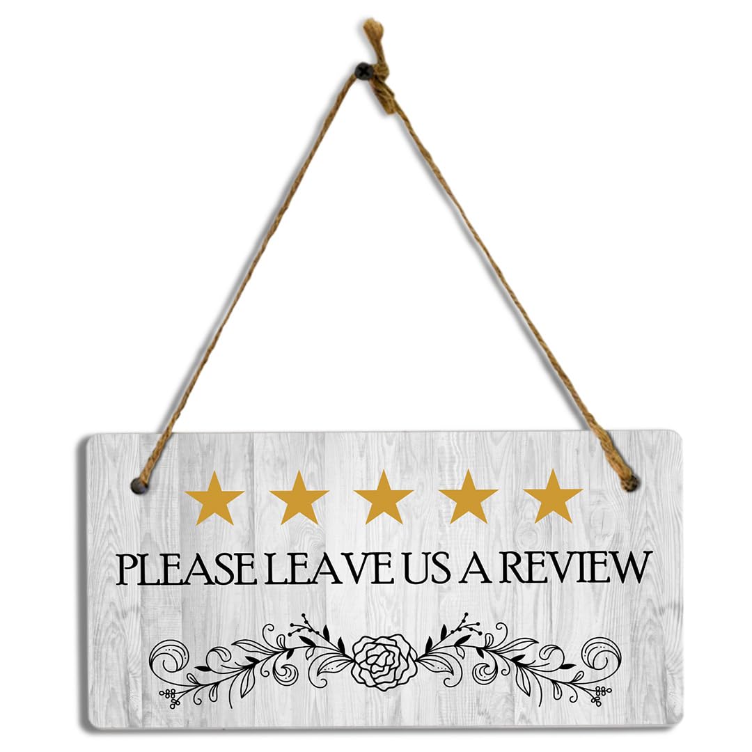 5 Stars Please Leave Us A Review 5x10 Hanging Plus Wall or Door Sign | Business Décor