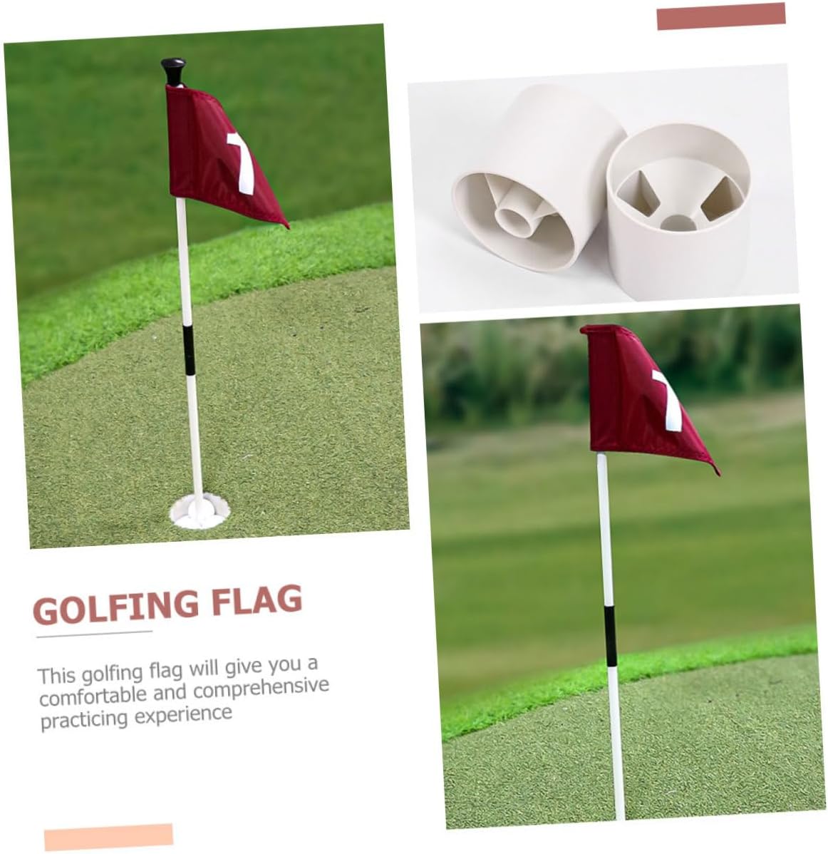 1Set Golf Flag with Flagpole and Base Kit Practice Flag for Improved Goal Tolerance Easy Installation Space Saving Design for Backyard Training