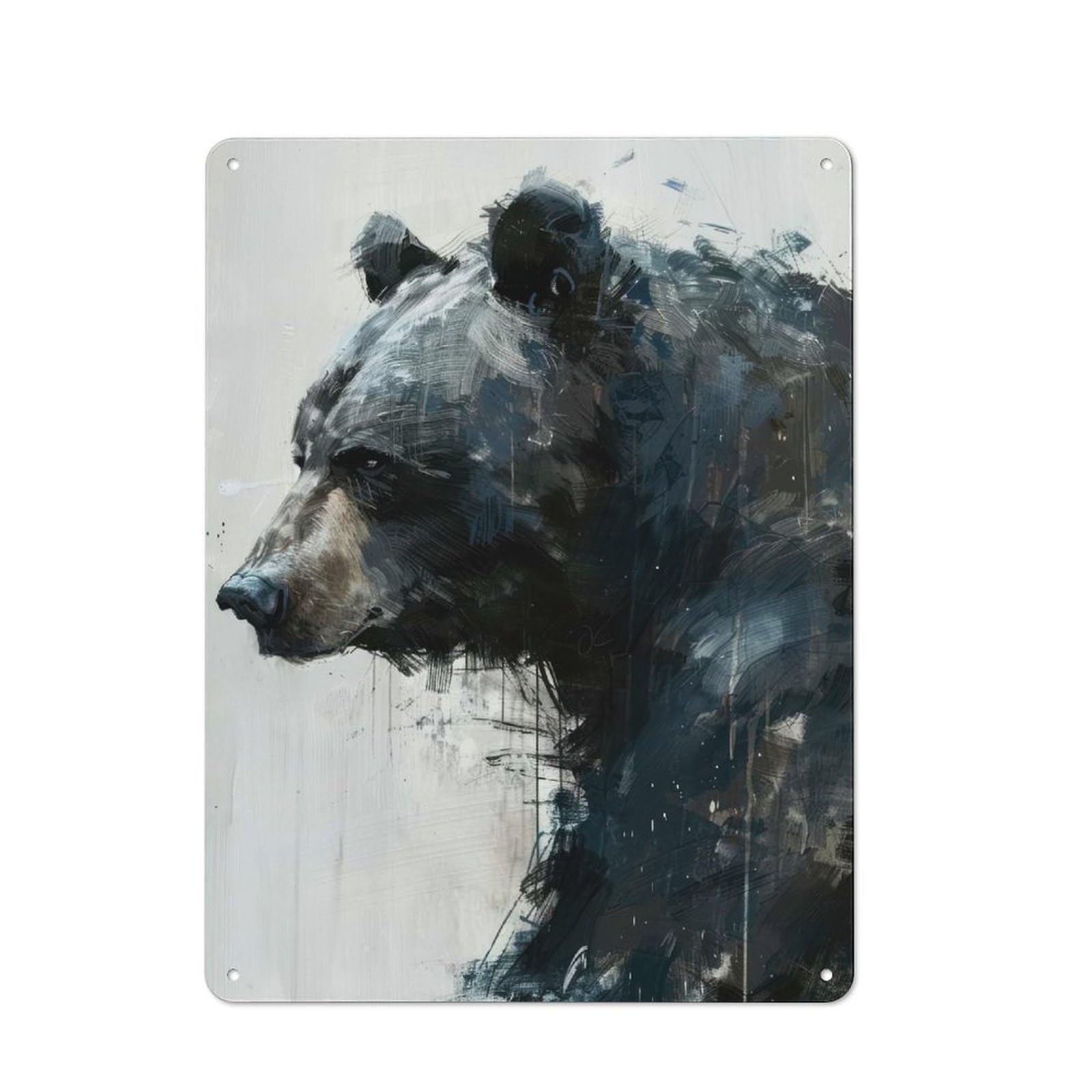 Junmoney Grizzly Bear Portrait Art Rustic Metal Plaque 40X30cm For Studio Or Craft Room, Suited To Craft Room Decorators