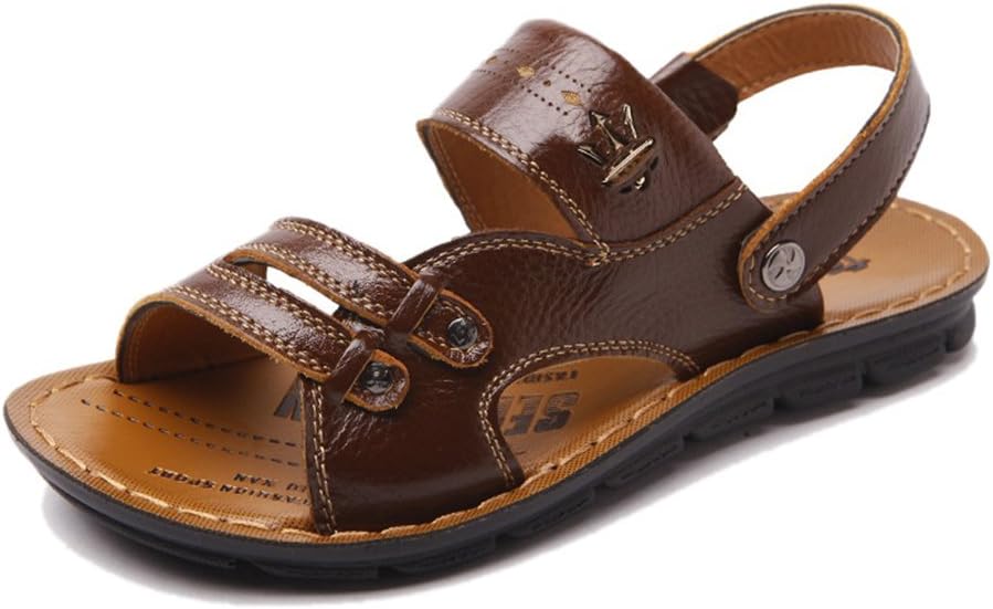 Keplia Sandals Skidproof Summer Lightweight Mens Leather Sandles Brown 9 D(M) US