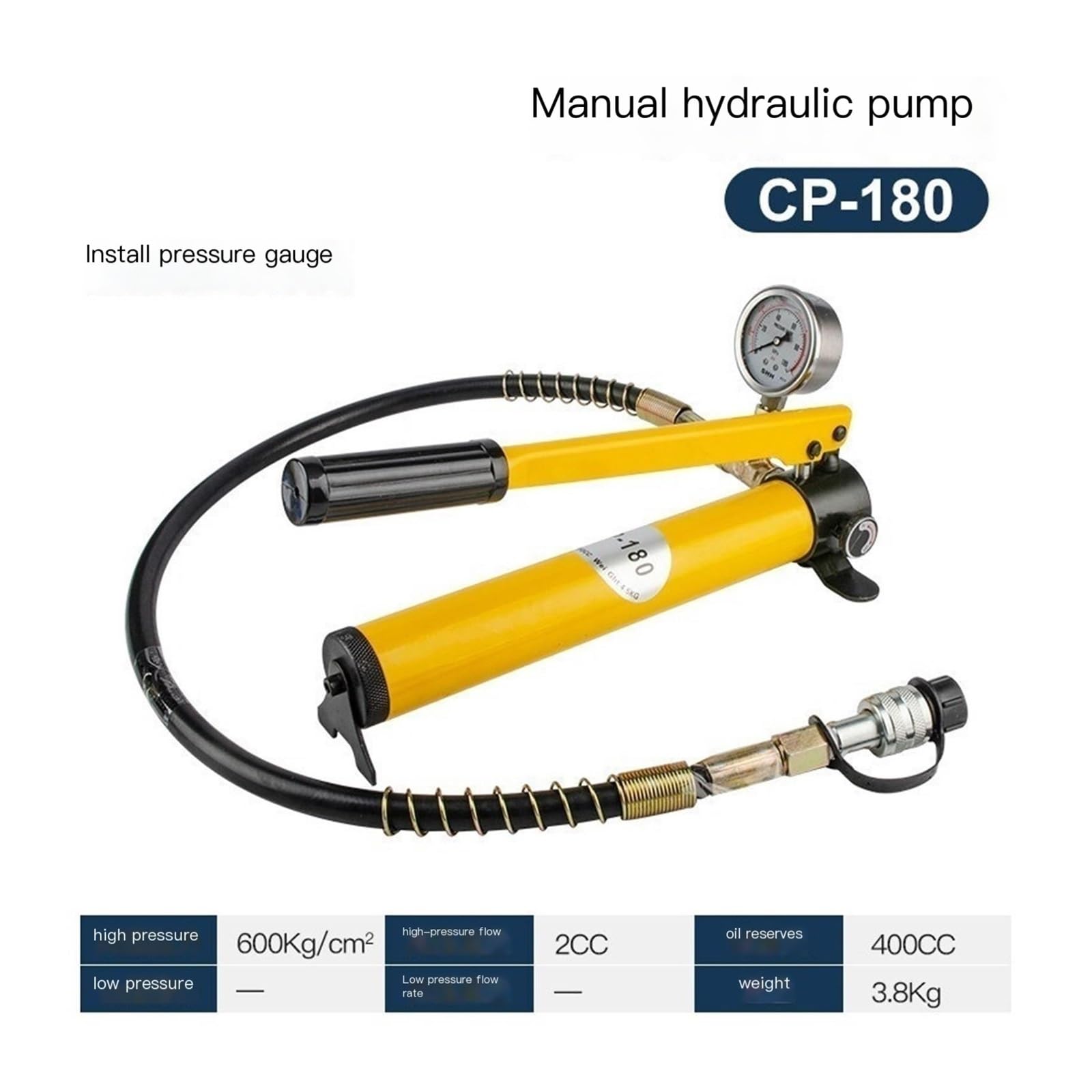 CP-180 Niederdruck-Handhydraulikpumpe mit Einer Geschwindigkeit, 60 kg/cm², 400 cc-Öl for kleinen Wagenheber(CP-180 with Pressure Gauge)
