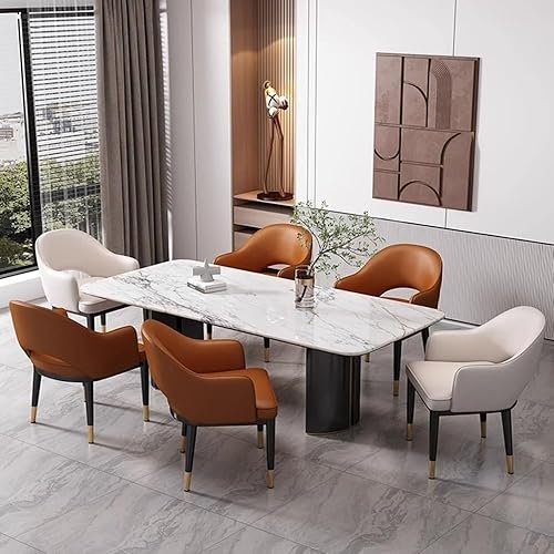 Miniatura 2 de Sillas de comedor, sillas de comedor modernas de mediados de siglo, tapizadas de piel sintética con patas de metal, sillas para comedor (naranja)