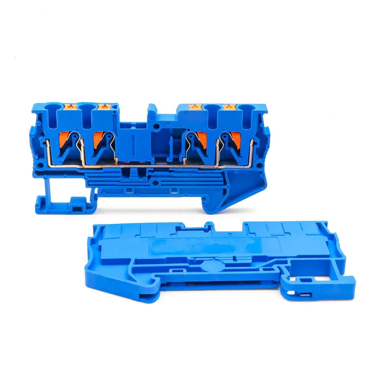50 Stück 4-Draht-DIN-Schienenklemmenblock, 2,5 mm², Federklemme, kompakter industrieller elektrischer Steckverbinder(PT-2.5-QUATTRO-BLUE)